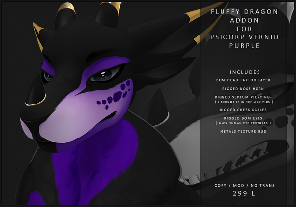 [MODZ] FLUFFY DRAGON - VERNID ADDON - PURPLE - ADD ME