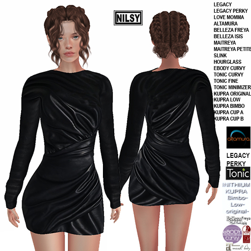 DRAPED LEATHER DRESS,MESH BODY