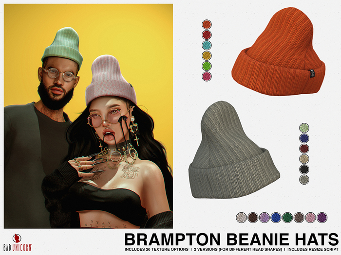 Brampton Beanie Hat (20 texture options)