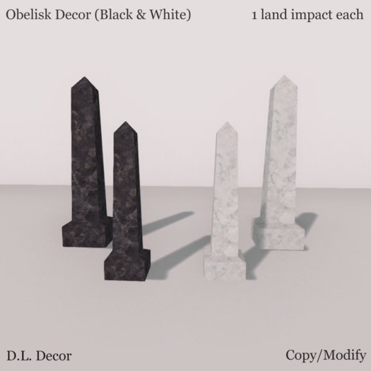 D.L. Decor Obelisk Set Black & White Marble