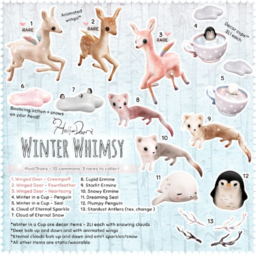 +Half-Deer+ Winter Whimsy - Winged Deer (Heartsong) RARE