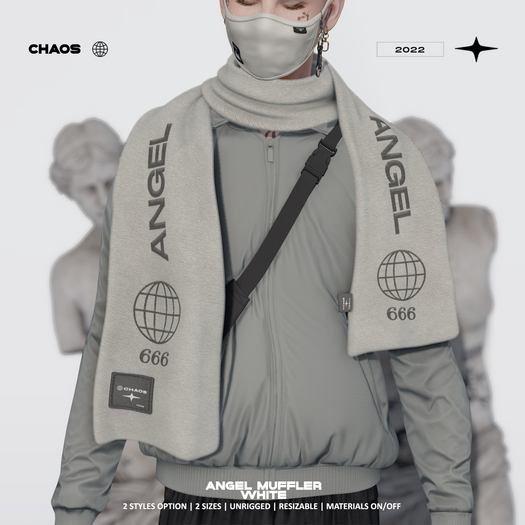 CHAOS. angel muffler_single white
