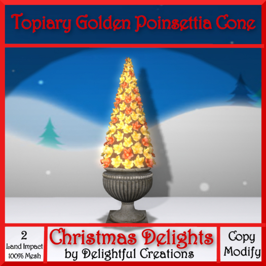 Topiary, Golden Poinsettia Cone