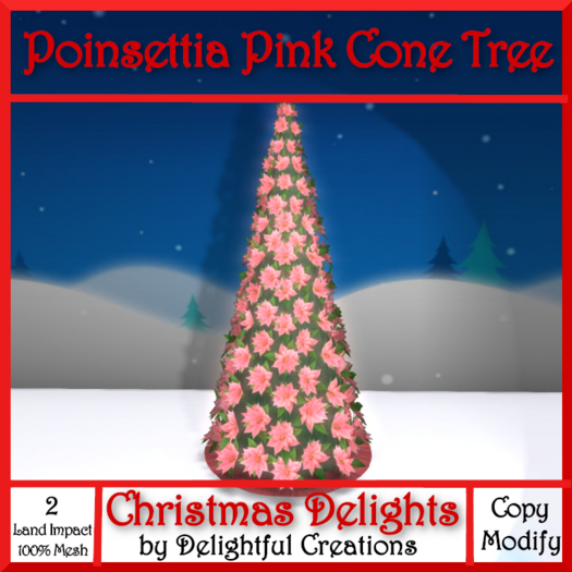 Poinsettia Cone Tree Pink