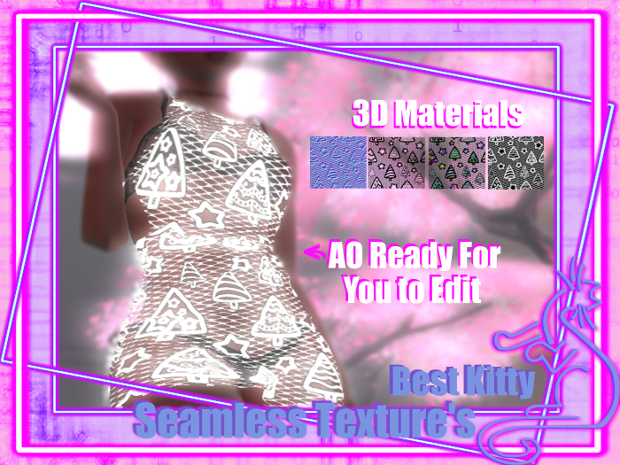 Best Kitty Seamless 3D Textures and Materials: Christmas Tree Fishnet