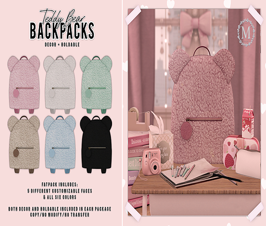 {m} teddybear backpack: offwhite