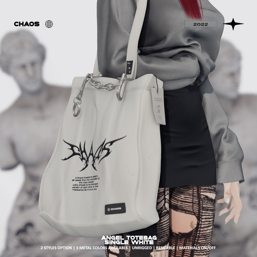 CHAOS. angel totebag_single white