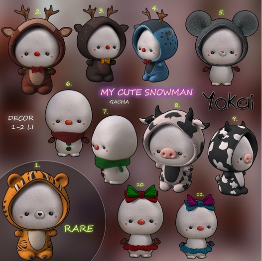 1.YOKAI - My cute snowman GACHA -Tiger RARE