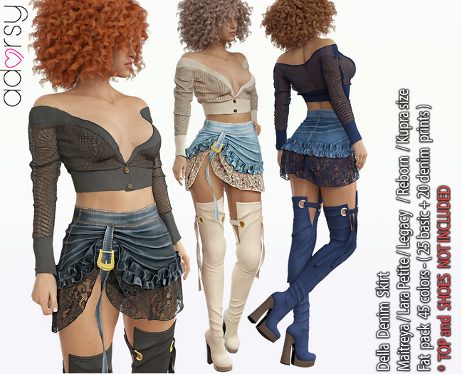 adorsy - Della Denim Skirt Fatpack - Maitreya/Legacy-Nerido/Lara Petite/Kupra/Reborn-Juicy