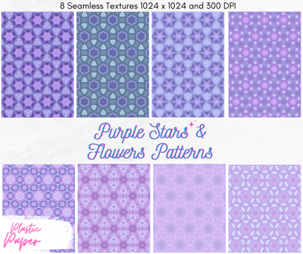 Purple Stars & Flowers Textures FULL PERMS