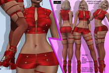 **JESSICA MONHAR RED BIKER STYLE COMPLET OUTFIT**