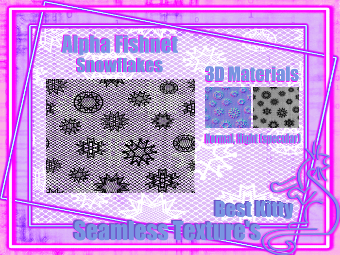 Best Kitty Seamless 3D Textures and Materials: Snowflake Fishnet Transparent