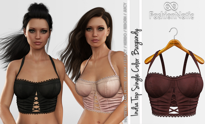 India Top Burgundy - Maitreya, Lara Petite, Kupra Original, Legacy, Nerido, Reborn, Juicy - FashionNatic