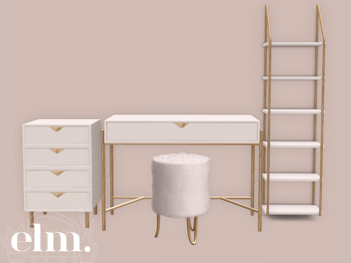 Elm. Ava Vanity: Furniture Set [Porcelain]