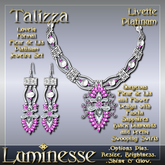 TALIZZA Livette Necklace & Earrings Set OP - Fuscia Sapphire Black Diamond Platinum
