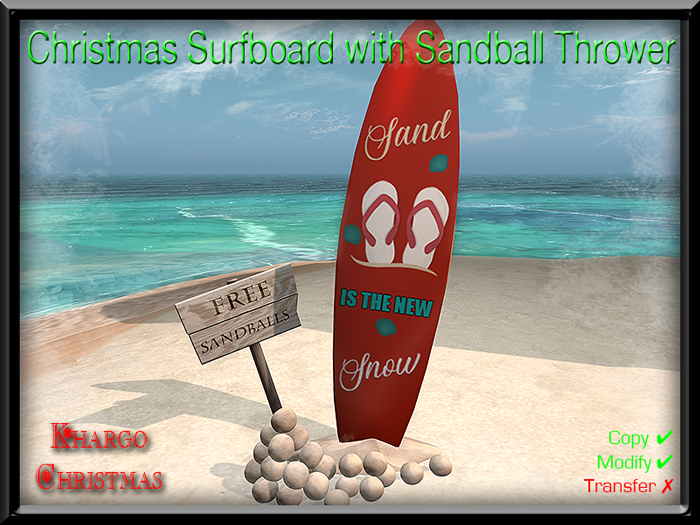 CHRISTMAS SURFBOARD WITH SANDBALL THROWER