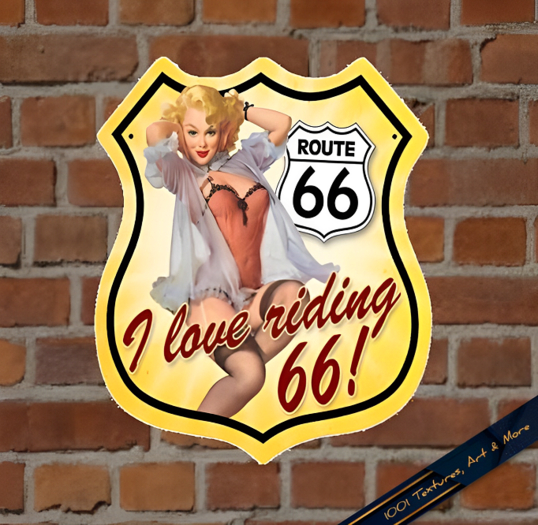 Road 66 Pin Up Wall Sign - Full Perm