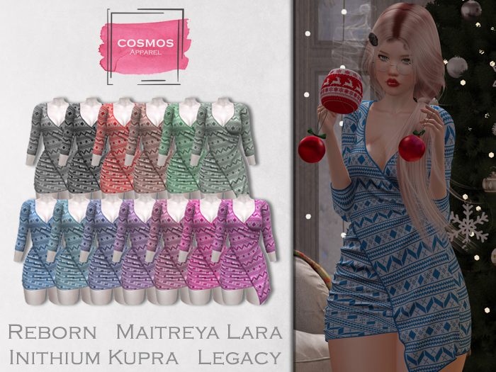 [COSMOS] Noelle Wrap Dress Xmas Pattern / 13 Colors Fatpack