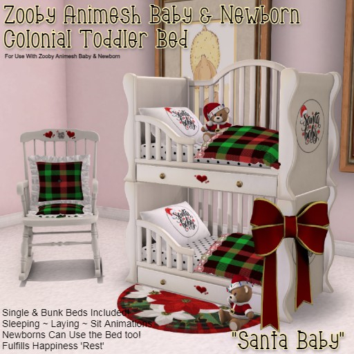 Scripted Zooby Animesh Baby Toddler Bed -  SANTA BABY (BOXED)
