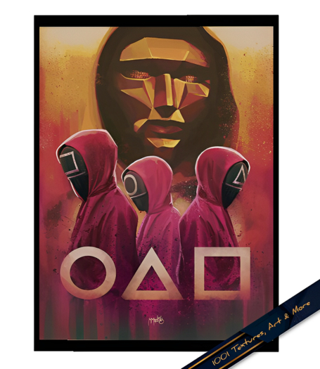 Squid Games Signs - Mesh Framed Poster