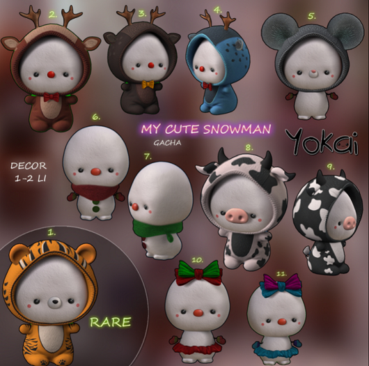 1.YOKAI - My cute snowman GACHA -Tiger RARE