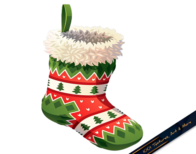 Green Christmas Sock Alpha Texture - Full Perm