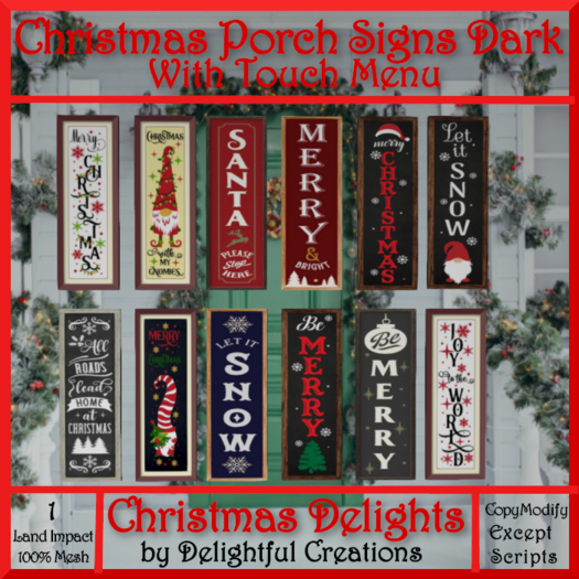 Christmas Porch Signs Dark With Menu