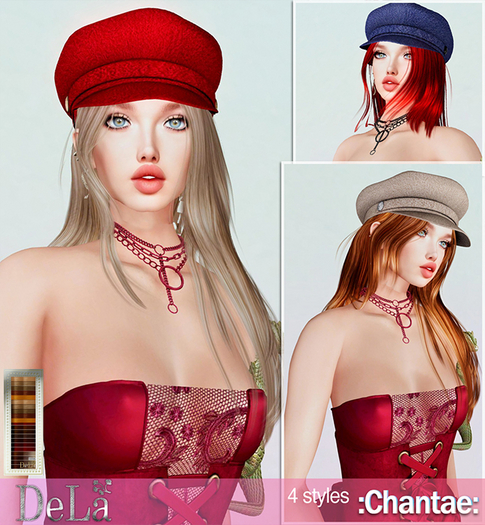=DeLa*= Mesh Hair "Chantae" Reds OrangeBrowns