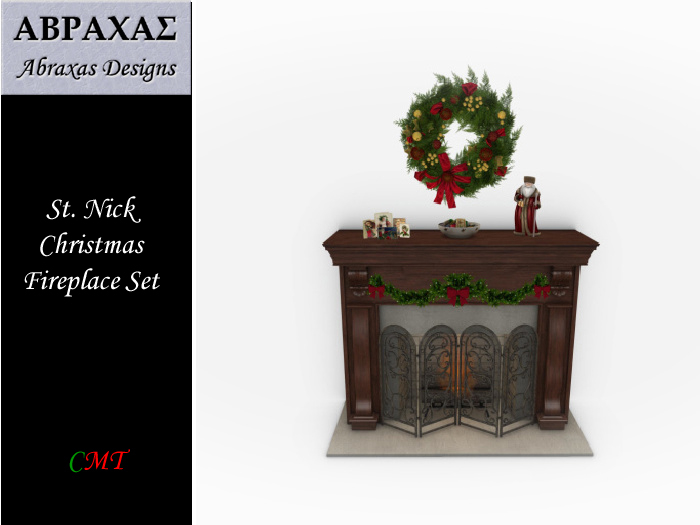 St. Nick Christmas Fireplace Set