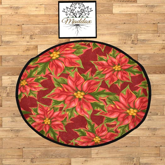 MADDOX - Christmas Round Rug Poinsettias