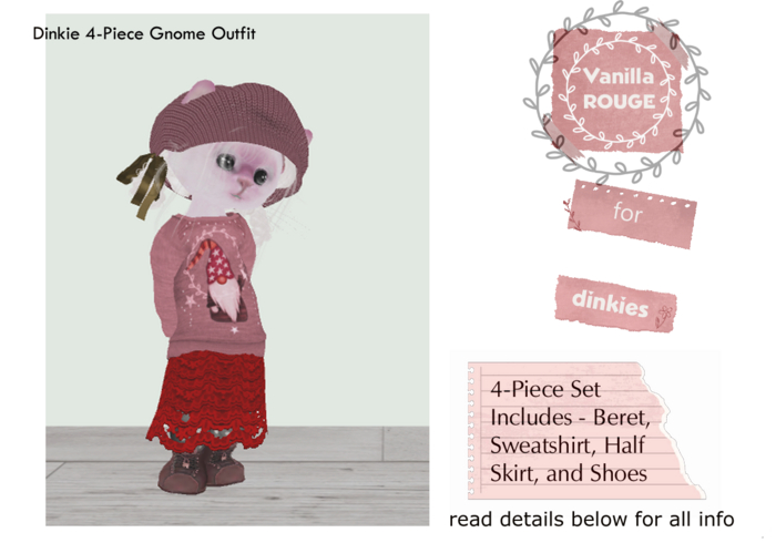 Dinkie Gnome Outfit 4-Piece Set (rez)