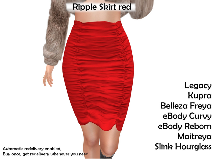 -DD-design Ripple Skirt  Red