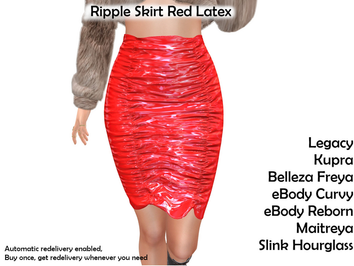 -DD-design Ripple Skirt Red Latex