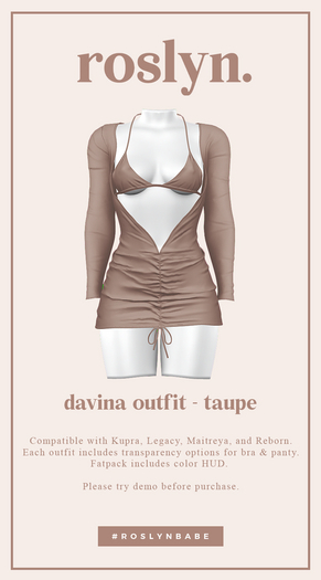 roslyn. davina outfit. taupe
