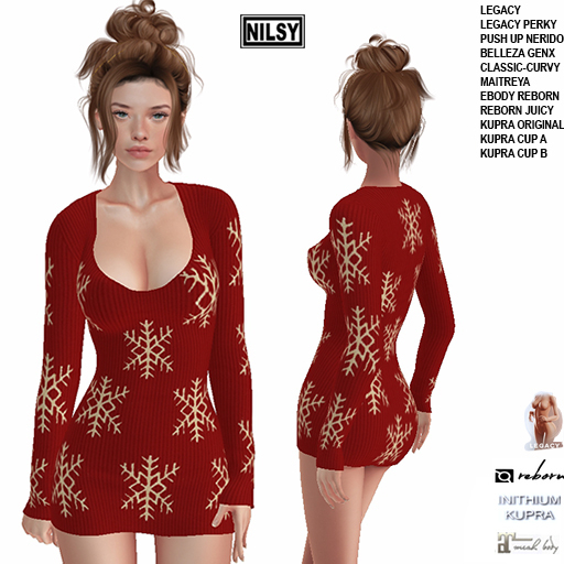 RED SNOWFLAKE FITTED DRESS,MESH BODY