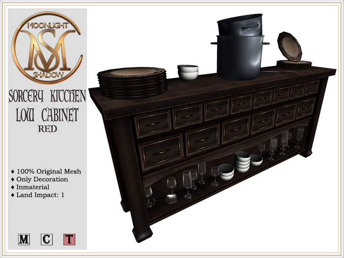 [MoonSha] Sorcery Kitchen Low Cabinet - Red (Boxed)