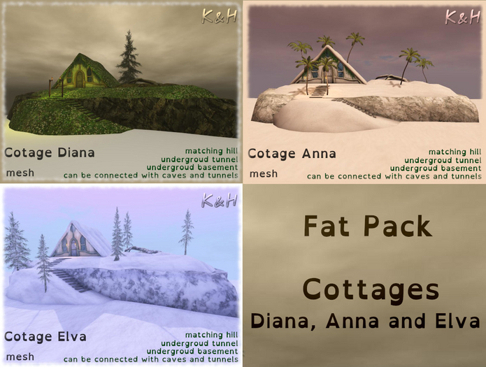Fat Pack Cottages Diana, Anna and Elva