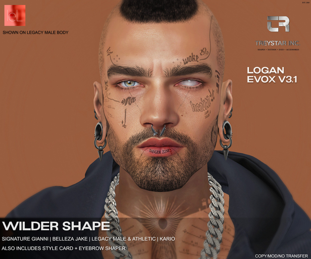 { Treystar Inc. } - Lelutka Logan EvoX shape Wilder