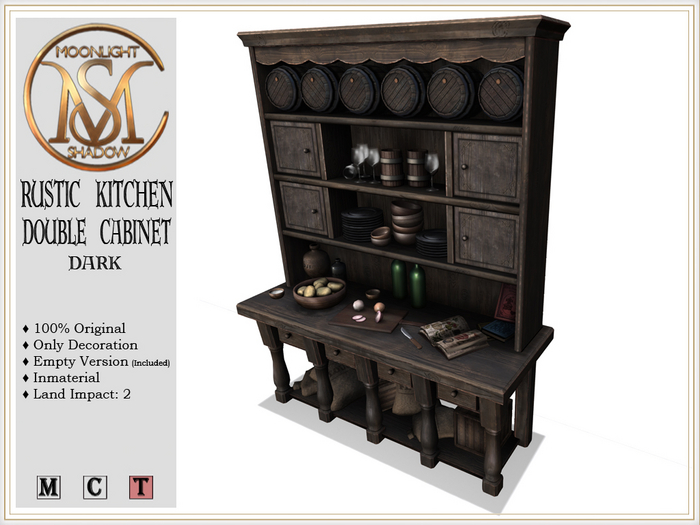 [MoonSha] Rustic Kitchen Double Cabinet - Dark (Boxed)