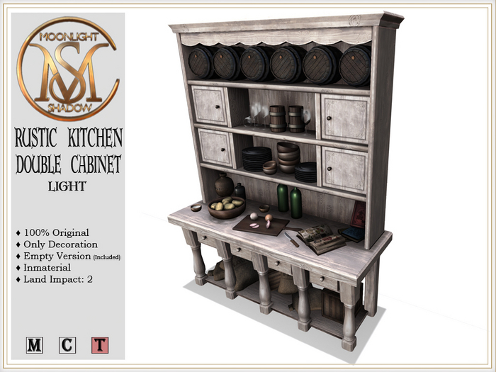 [MoonSha] Rustic Kitchen Double Cabinet - Light (Boxed)