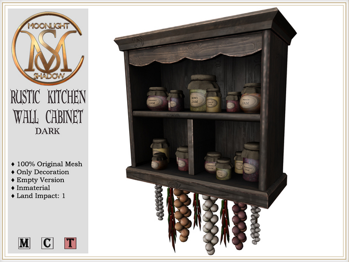 [MoonSha] Rustic Kitchen Wall Cabinet - Dark (Boxed)