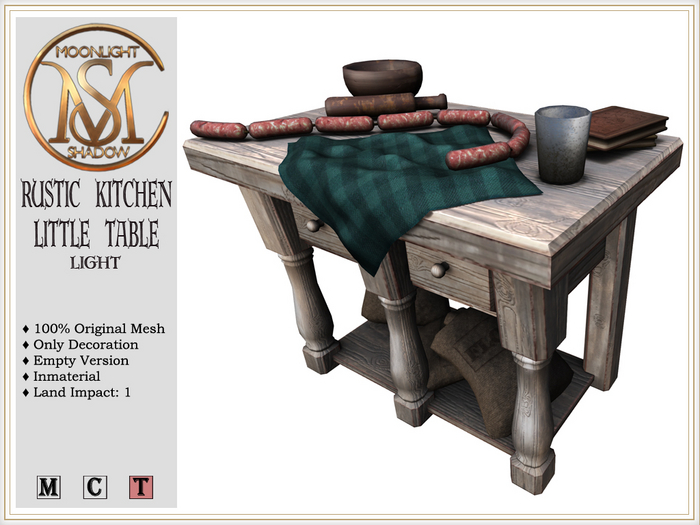 [MoonSha] Rustic Kitchen Little Table - Light (Boxed)