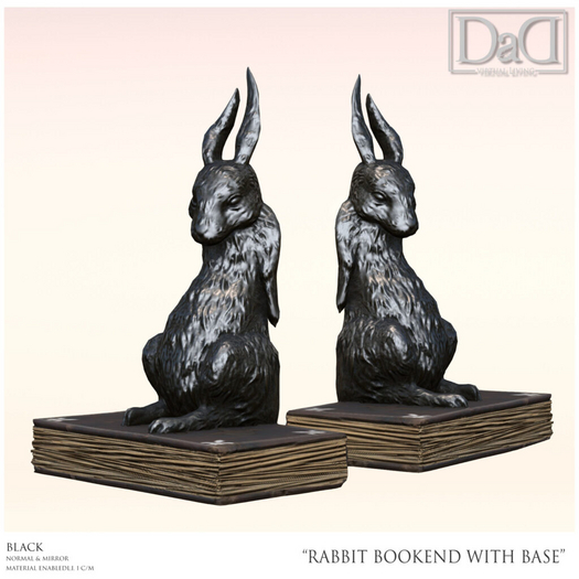 DaD - Rabbit Bookend w base - Black
