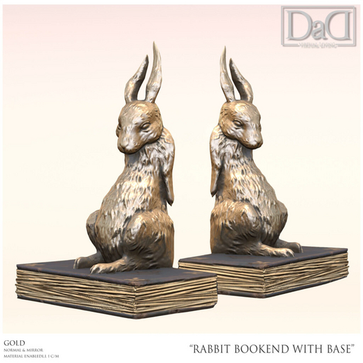 DaD - Rabbit Bookend w base - Gold