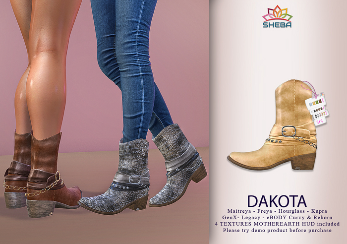Dakota Country Western Cowboy Cowgirl Buckled Boots (MotherEarth) ~ Maitreya, Legacy, Kupra, Reborn, GenX