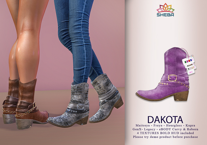 Dakota Country Western Cowboy Cowgirl Buckled Boots (Bold) ~ Maitreya, Legacy, Kupra, Reborn, GenX