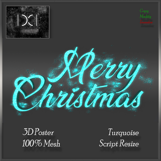Merry Christmas Glitter Turquoise