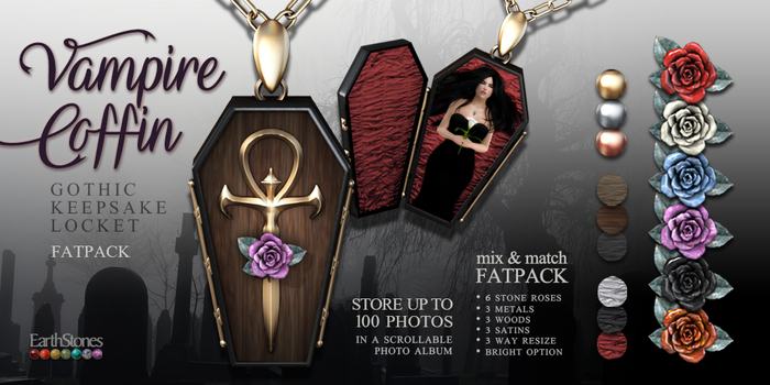 EarthStones Vampire Coffin Locket ~ Fatpack