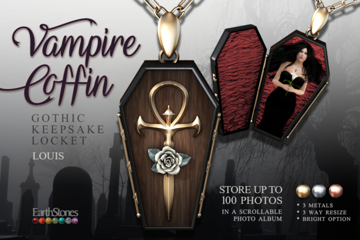 EarthStones Vampire Coffin Locket ~ Louis