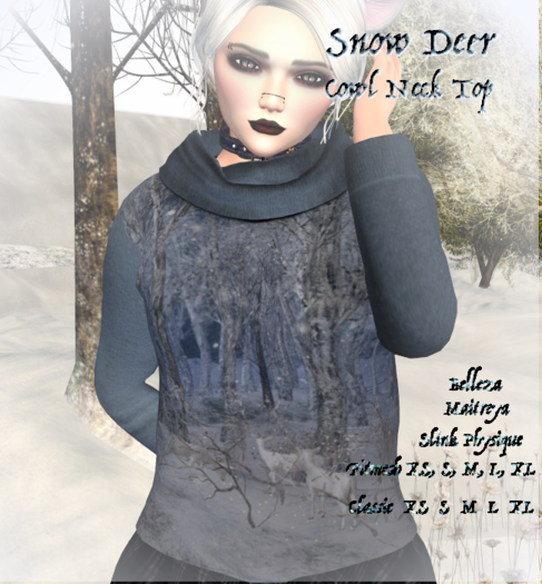 Snowy Deer Cowl Neck Sweaters